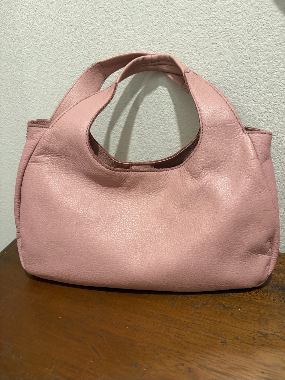 The Sak Pink Genuine Leather Hobo Shoulder Bag